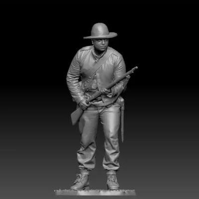 Confederate standing ready leaning forward