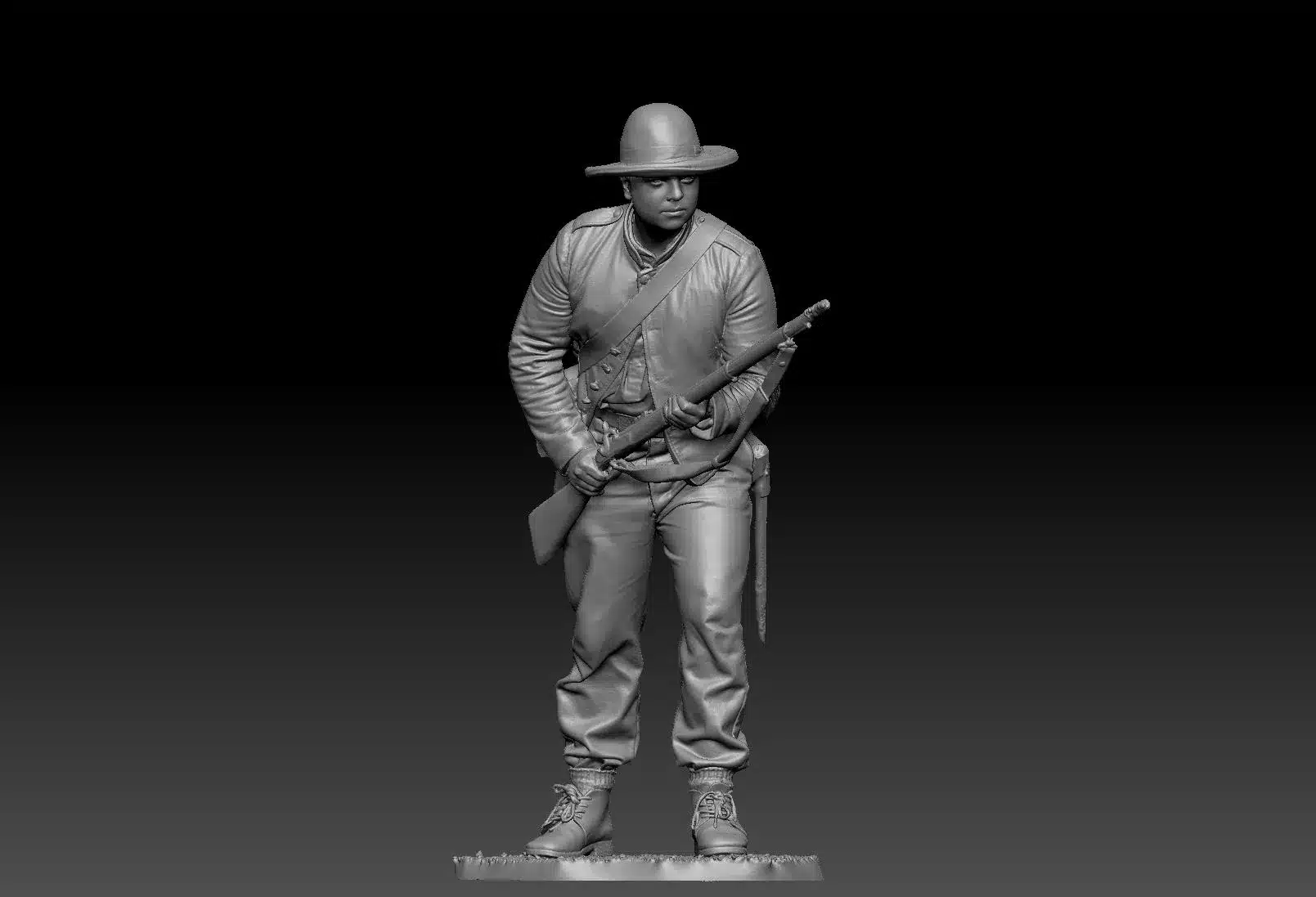 Confederate standing ready leaning forward