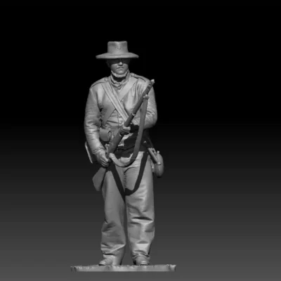 Confederate standing ready, bearded