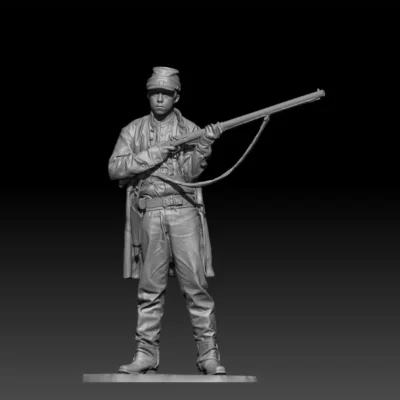 Young confederate standing with rifle in hand