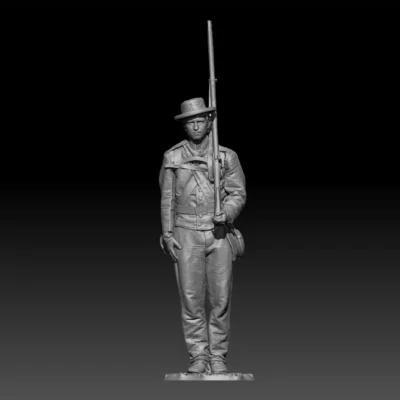 Young confederate standing attention