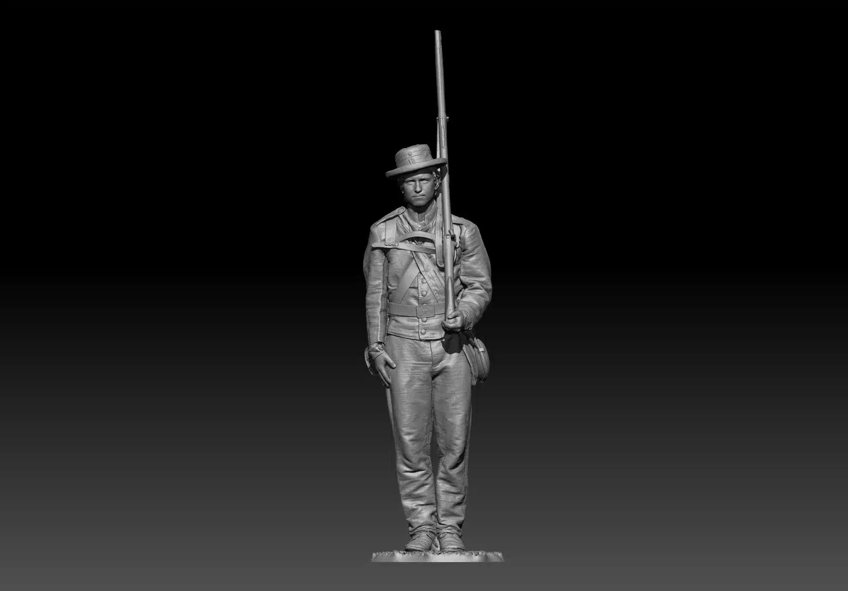 Young confederate standing attention