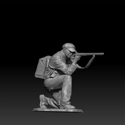 Young confederate soldier, kneeling and aiming