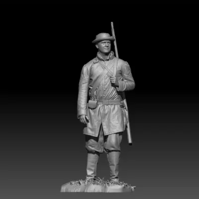 Confederate soldier rifle on shoulder