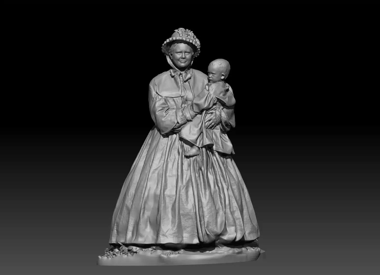 Woman with baby on arm