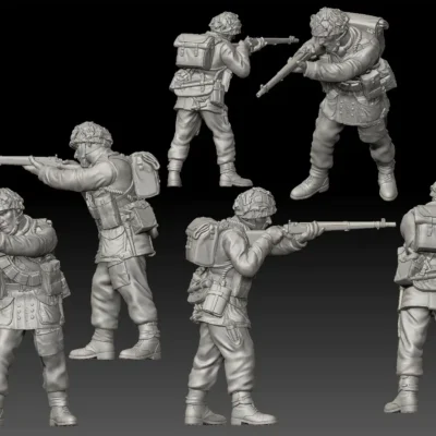 British Paratrooper WW2 standing aiming