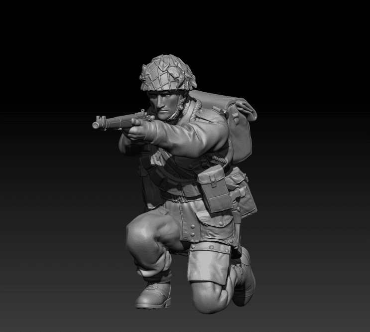 British Paratrooper WW2 crouching v5