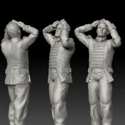 British Napoleonic soldier, at camp rest, combing hair