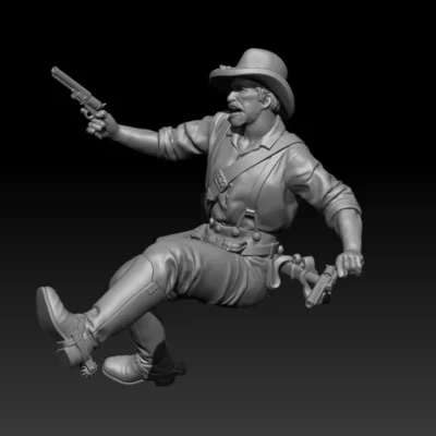 Cavalry Soldier Falling off, with two pistols