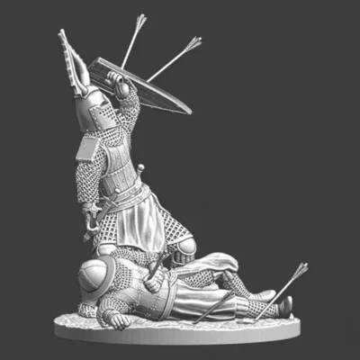 Medieval Knight protecting wounded sergeant - NCM