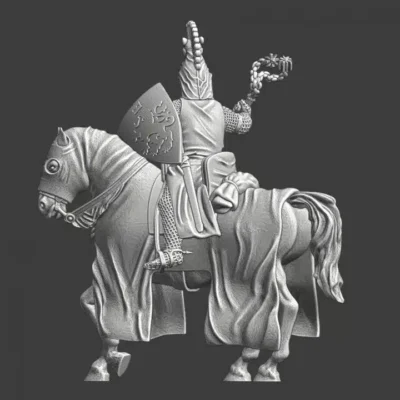 Medieval Knight crested helmet and flail - NCM