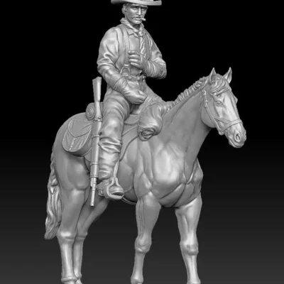 Cool rider on horse standing still