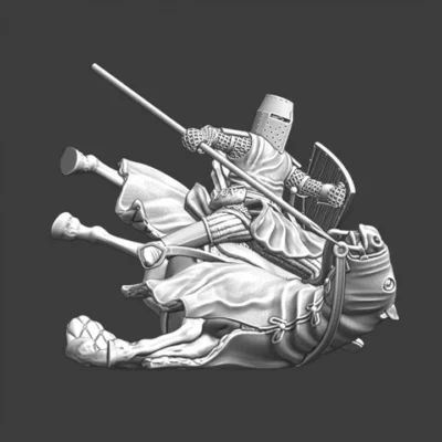 Medieval knight crashing with his horse - NCM