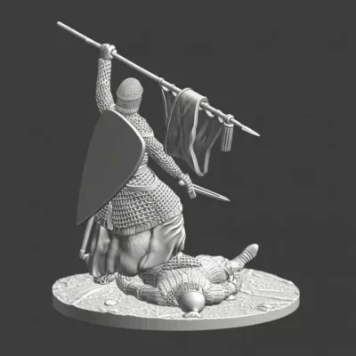 Victory - Medieval crusader celebrating on the battlefield - NCM