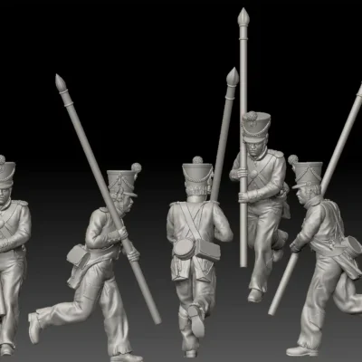 Alamo Mexican soldier running with flag