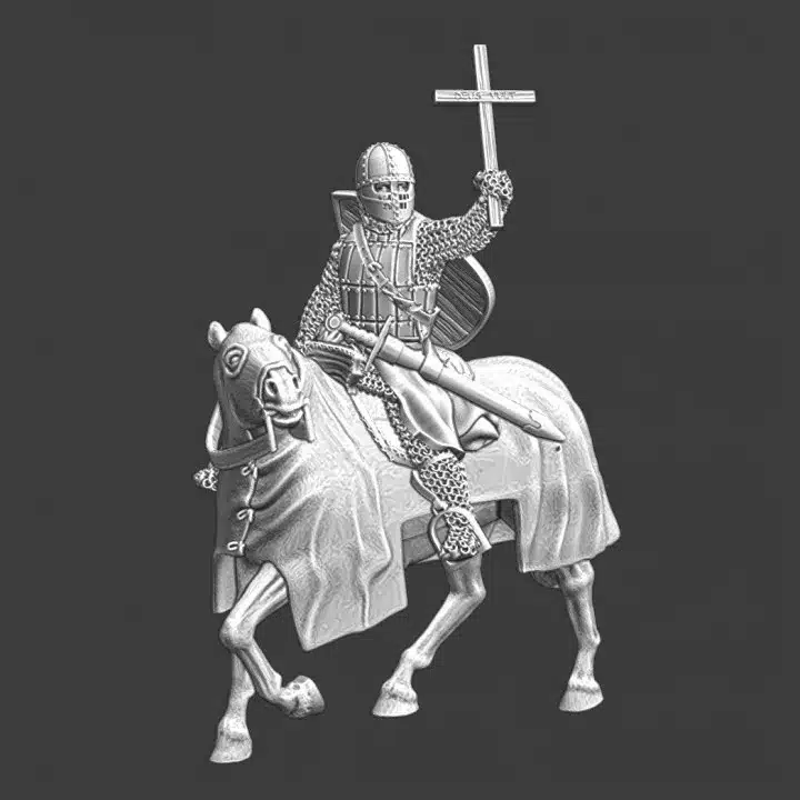 Mounted Scandinavian Crusader with cross - NCM