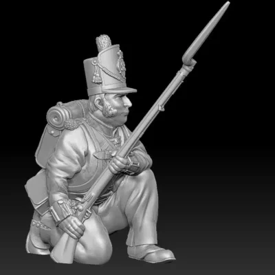 British 27th "Inniskillin" Regiment of Foot-Waterloo 1815 crouching with knapsack alt pose 7
