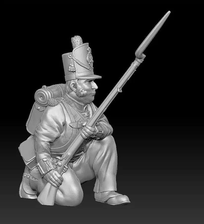 British 27th "Inniskillin" Regiment of Foot-Waterloo 1815 crouching with knapsack alt pose 7