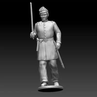 Officer advancing, in forage cap