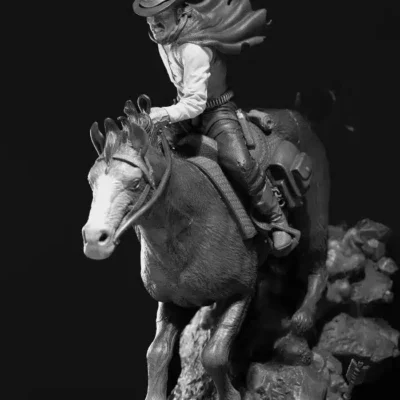 Outlaw riding fast horse