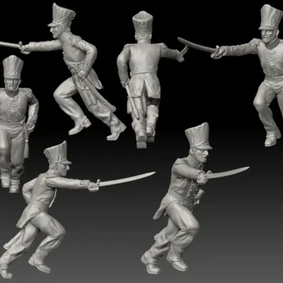 Prussian line infantry 1815 Officer charging