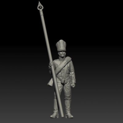 Prussian line infantry 1815 standard bearer standing