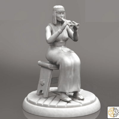 Ptolemaic handmaiden playing double flute