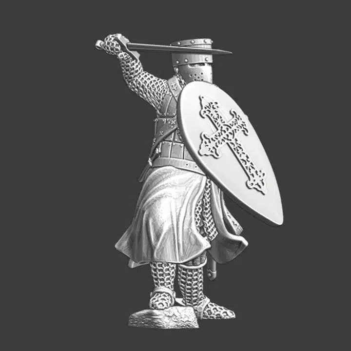 Medieval religious knight fighting with sword - NCM