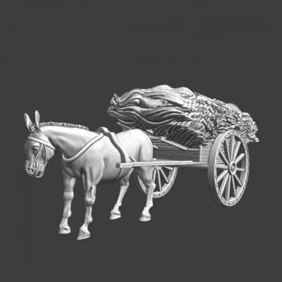 Small hay wagon and donkey - NCM