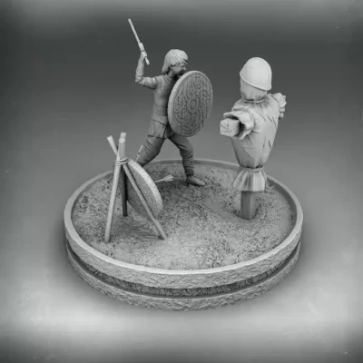 Viking youth practicing