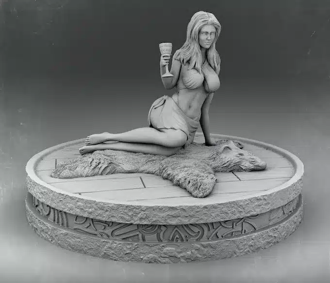 Viking pinup on Bear hide