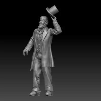 American civilian in top hat, cheerful