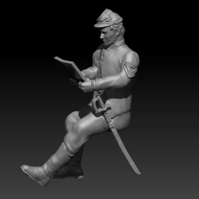 Sitting, reading, first Sergeant