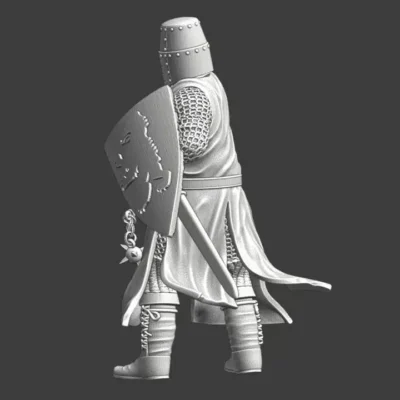 Medieval Knight fighting with flail - NCM