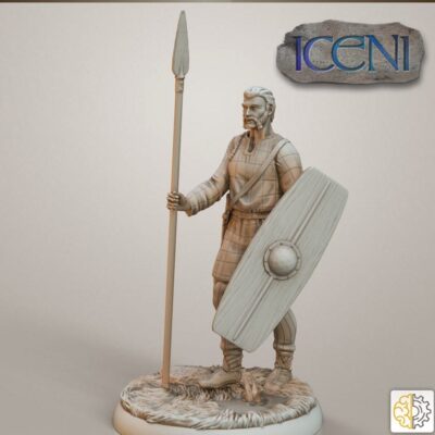 Celtic Iceni Warrior resting with spear