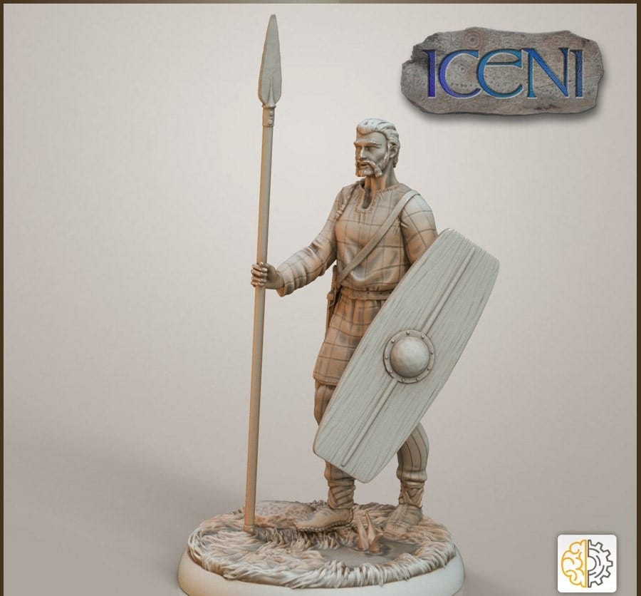 Celtic Iceni Warrior resting with spear
