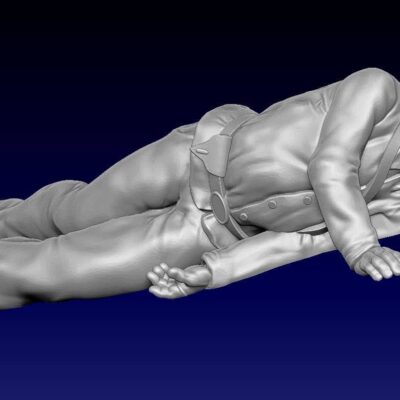 Wounded on side, forage cap, beard