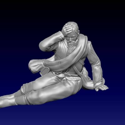 Wounded sitting on battlefield, large beard