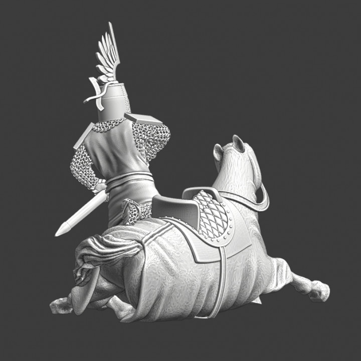 Medieval Teutonic Knight downed and drawing his blade