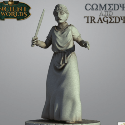 Greek Actor playing Clytmenestra with sword