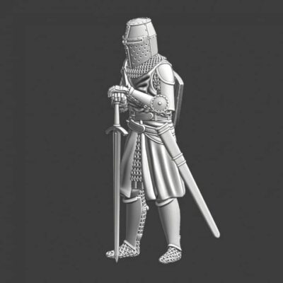 Medieval English Knight standing with sword