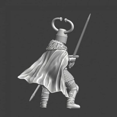 Medieval Teutonic Master - Large sword and crested helmet
