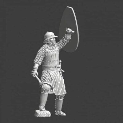 Medieval Infantryman celebrating - shield up