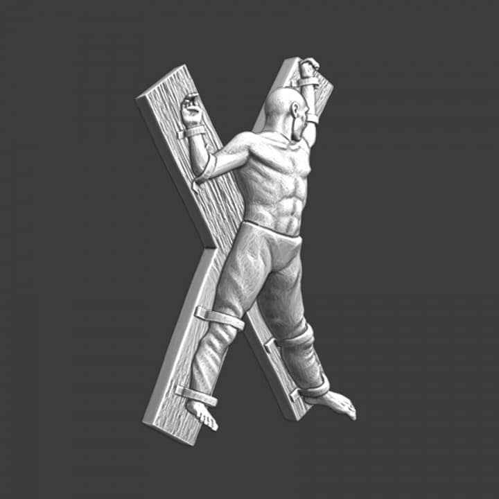 Medieval man on cross - torture