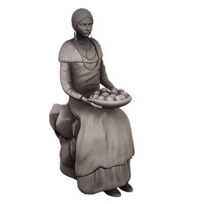 Native American Girl with fruit