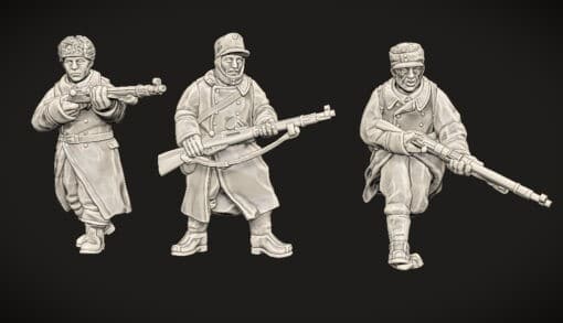 Finnish Winter War soldiers in greatcoats