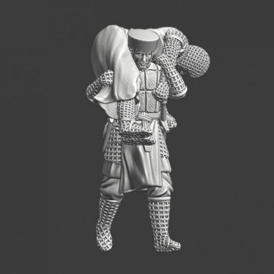 Medieval soldier carrying wounded knight