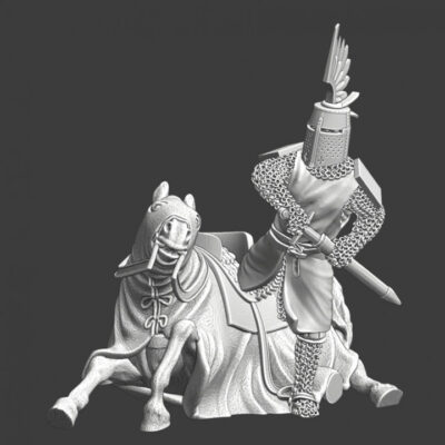 Medieval Teutonic Knight downed and drawing his blade