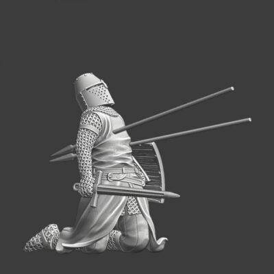 Medieval Crusader Knight downed by javelins