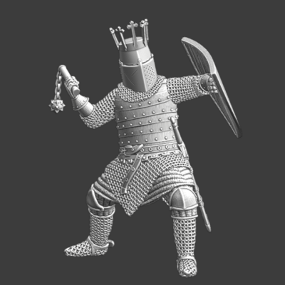 Medieval crowned knight, fighting with flail - NCM